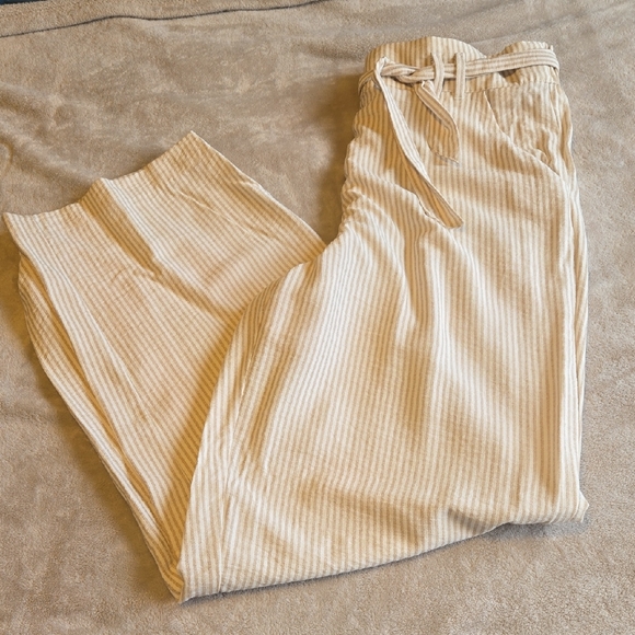 Maurices Cream Striped Wide Leg Pants - Picture 1 of 7
